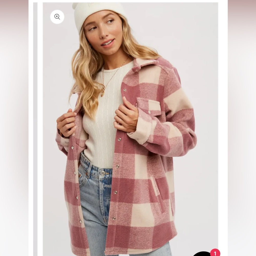 Pink and Cream Plaid Shacket